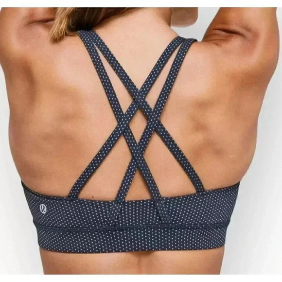 Lululemon Energy Bra Pacific Pointe Jacquard Black Womens 8 Polka Dot - Picture 2 of 7